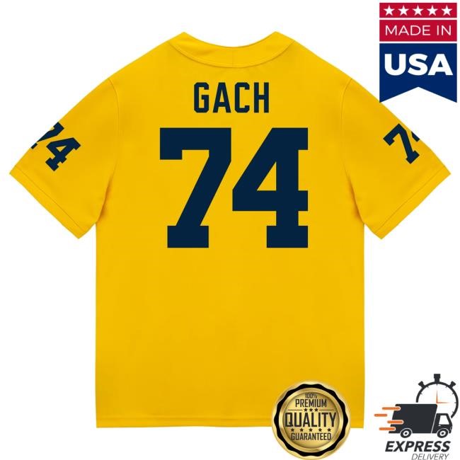 Michigan Wolverines #74 Avery Gach Student Athlete Maize Football Jersey Tees The M Den Shop