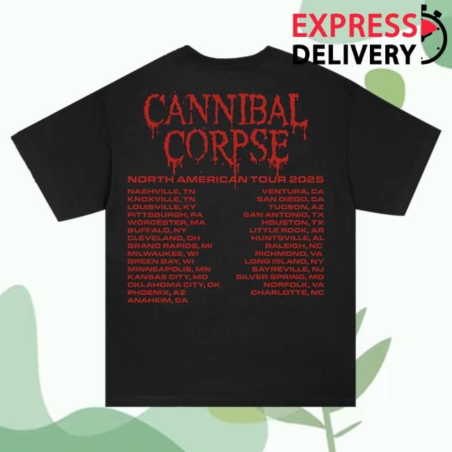 Official Cannibal Corpse Skull Maggot 2025 Tour Hot Shirt (Black)