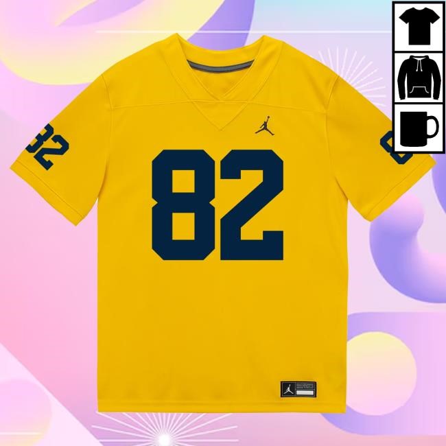 Michigan Wolverines #82 CJ Charlston Student Athlete Maize Football Jersey New Shirt The M Den Shop Official