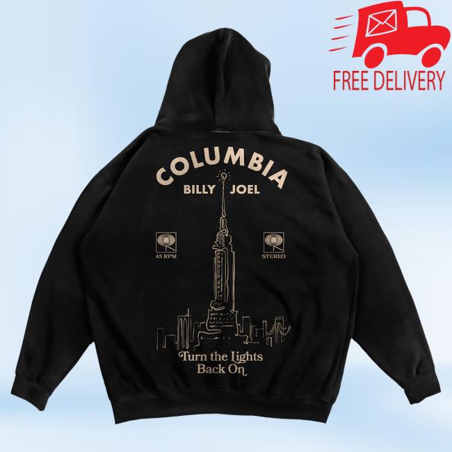 Official Billy Joel Merch Store Billy Joel "Turn The Lights Back On Empire" Black Sweater Billy Joel Apparel Clothing Shop