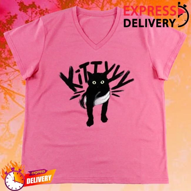 Streetwear CaseOh Game Kitty Women's V-Neck Dark Pink Style CaseOh Game Kitty Women's V-Neck Dark Pink Artwork Print
