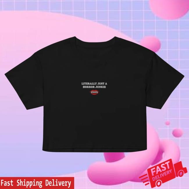 Official Murder with my Husband Horror Junkie Cropped New Shirt MWMH Postcat