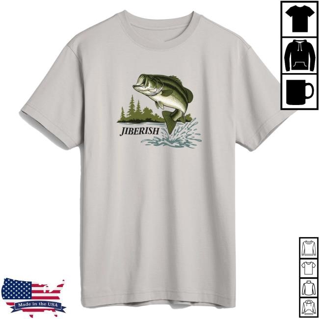 Official Jiberish Clothing Jiberish Big Bass Hunter Supima Oyster Tshirt