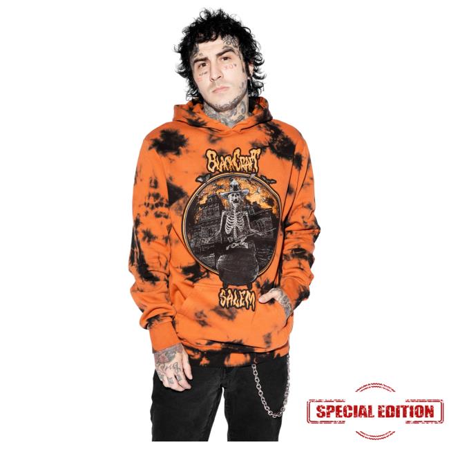 Blackcraft Cult Clothing Store BlackcraftCult Skeleton Stew - Orange Lightning Dye Sweater