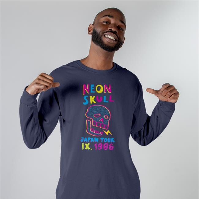 Fangamer Shop Neon Skull Japan Tour Ix 1986 Shirt World Of Horror Neon Skull T-Shirts By Nina Matsumoto