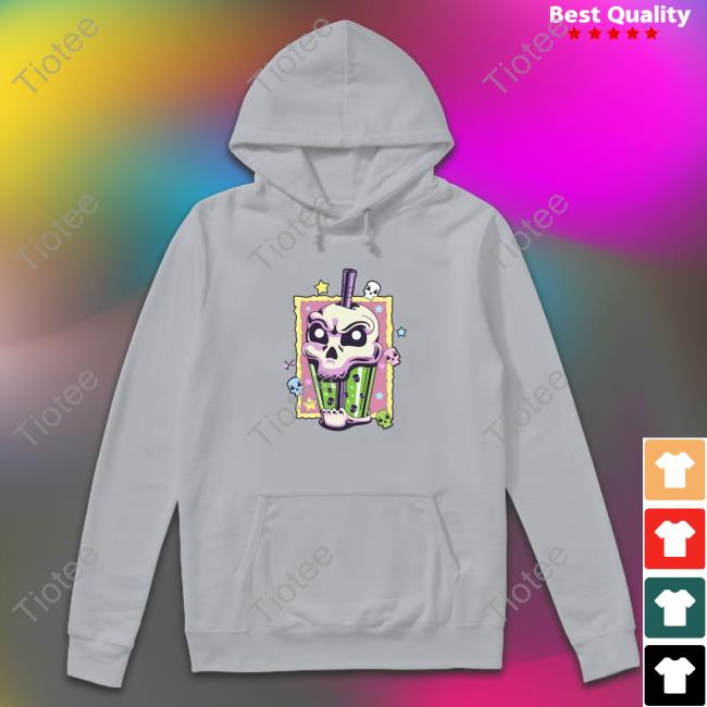 Spread Shirt Merch Official Kawaii Creepy Skull Boba Bubble Tea Pastel Goth Va Sweatshirt