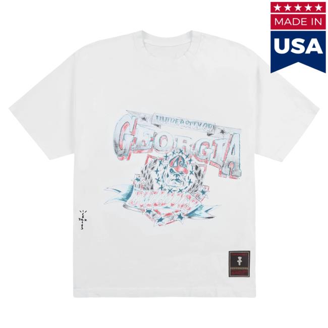Official Travis Scott Utopia Merch Store CJ X M&N X UNIVERSITY OF GEORGIA HANDDRAWN Shirt 2024 Travis Scott Apparel Clothing TravisScott