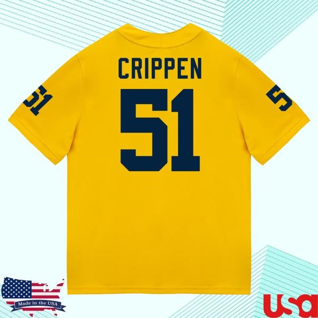 Michigan Wolverines #51 Greg Crippen Student Athlete Maize Football Jersey T Shirt The M Den Shop