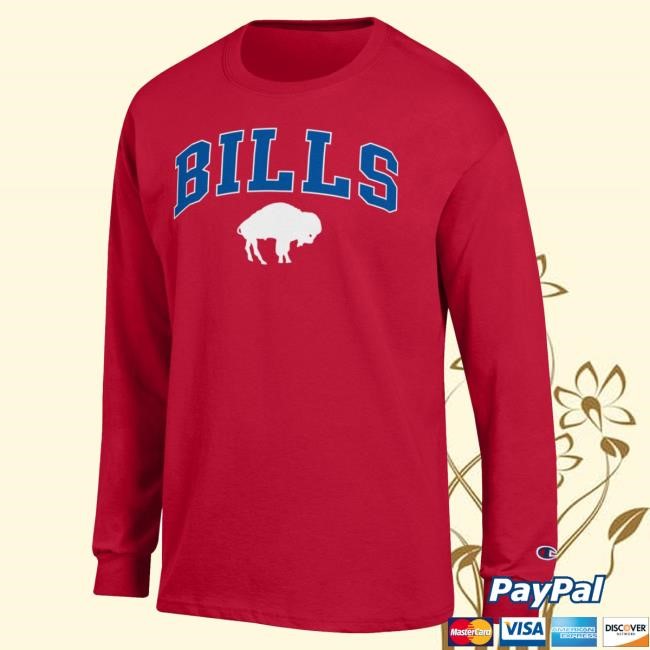 Red Buffalo Bills Champion Long Sleeve Fanatics Buffalo Bills Champion Red Logo Season Merch