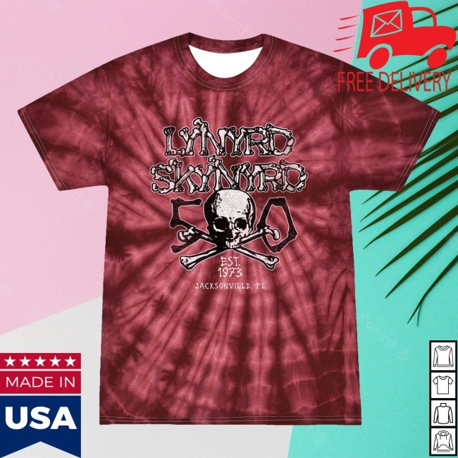 Skull and Crossbones Tie Dye Shirt Lynyrd Skynyrd Store Apparel