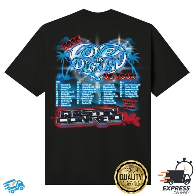 Official Destin Conrad Merch Love On Digital Tour Popover Hoodie W/ Dates DestinConrad