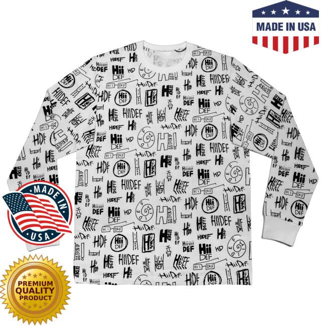 Official Hii-Def Shop Store Merch Multi Logo Print (White Edition) Long Sleeve Crew Shirt New