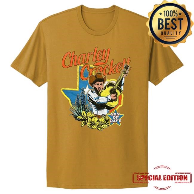The Charley Crockett Gold Bluebonnet Tee | Street Print Edition Retro Design Gold Bluebonnet Tee | Charley Crockett Streetwear