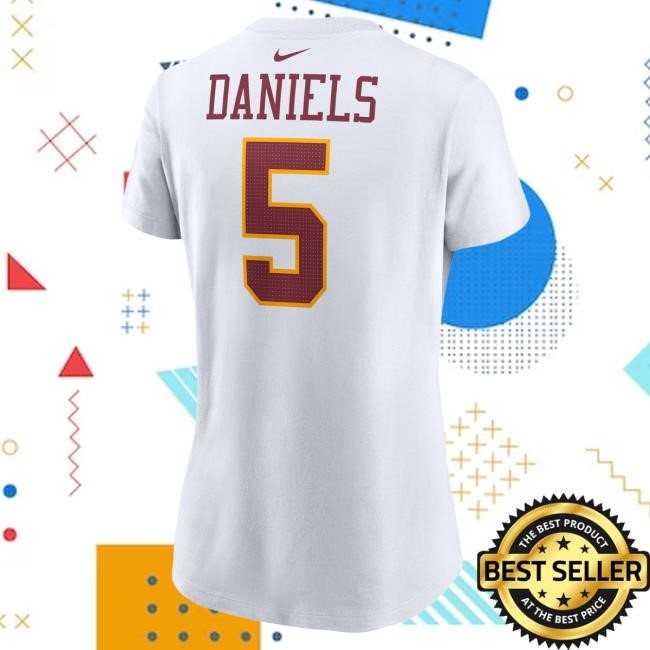 Official Women's Nike Jayden Daniels White Washington Commanders Super Bowl Era Name & Number Tee