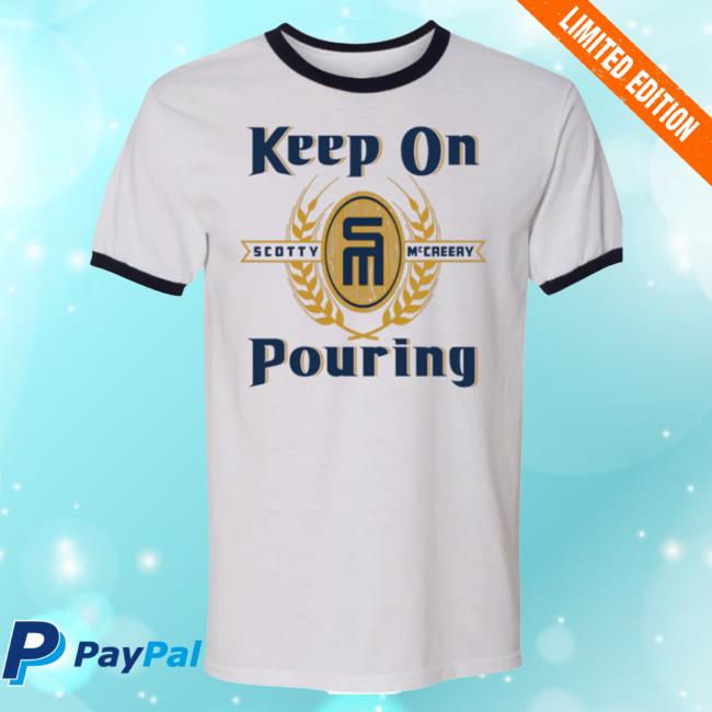 Official Scotty McCreery Merch Store Keep on Pouring Ringer Top Shirt Scotty McCreery Apparel Clothing