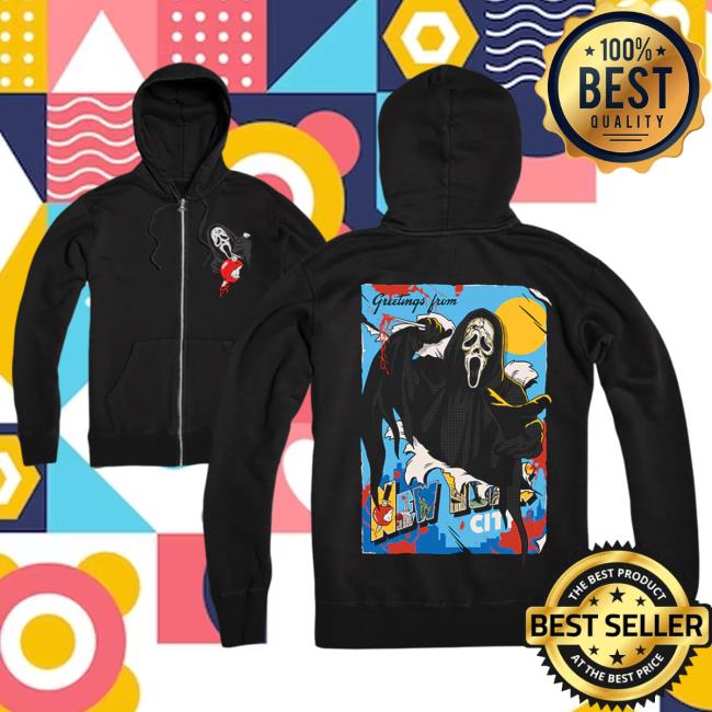 Official Cavity Colors Ghost Face: Greetings From Nyc - Zip Up Pull Over Hoodie