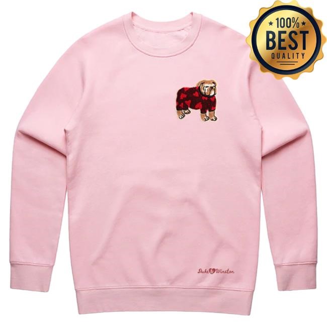 Official Duke And Winston Bulldog Hearts Patch Crew neck (Navy) Duke & Winston