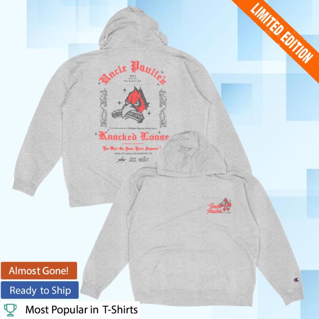 Knocked Loose Merch Store | Uncle Paulie's Retro Hoodie | Knocked Loose/Uncle Paulies Clothing Shop Official Apparel