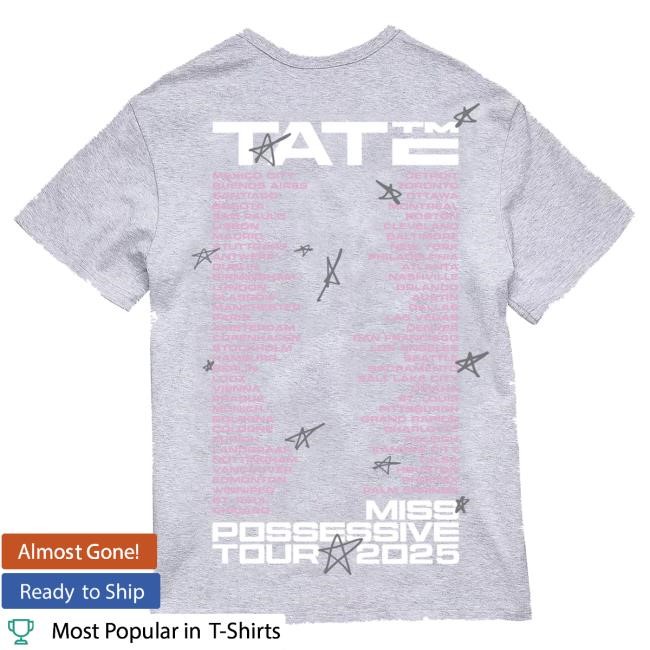 Official Tate Mcrae Miss Possessive World Tour Photo Tee, Official Tate Mcrae Concert Photo Shirt, Miss Possessive Tour Grey Tee, Authentic Tate Mcrae World Tour Merch T Shirt