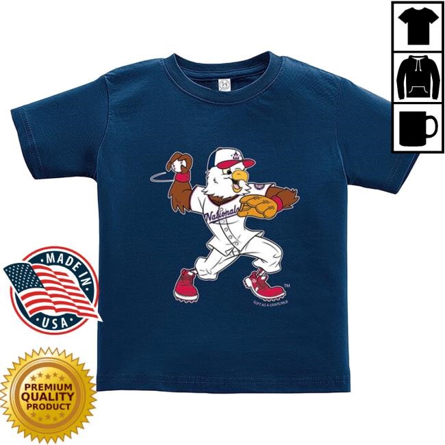 Screech Soft As A Grape Washington Nationals Boys Navy Blue Mascot Pitching Short Sleeve Tshirt | Rally House Official Merch Store – Buy Official MLB T Shirt