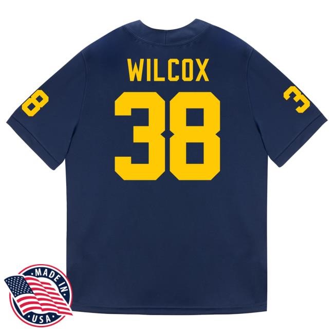 The M Den Michigan Wolverines #38 Bryce Wilcox Student Athlete Blue Football Jersey T Shirt