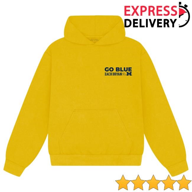 Official Zach Bryan Merch Store Shop ZB Go Blue Hoody - Yellow