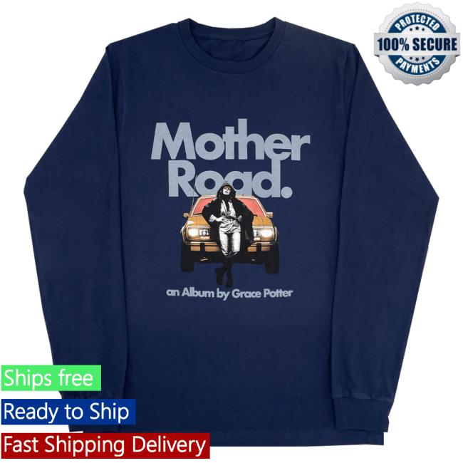 Official Hello Merch Store Grace Potter Mother Road Navy Blue Long Sleeve Top Shirt Hellomerch Gracepotter