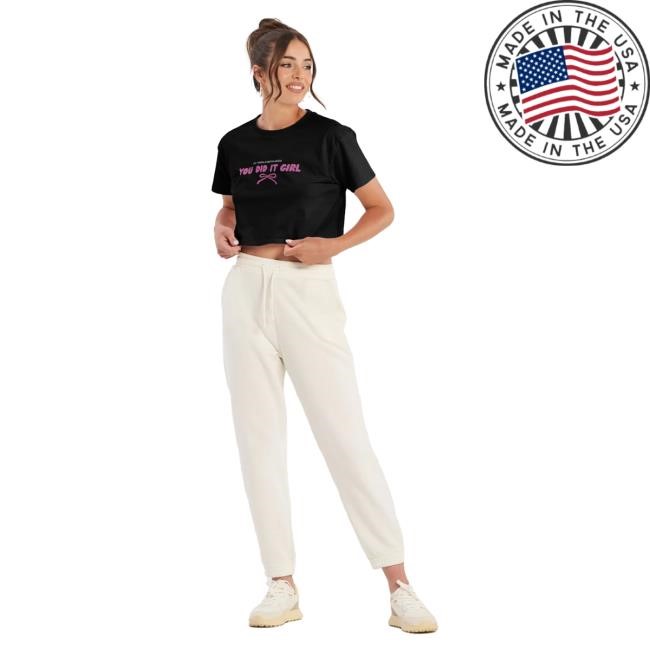 Official Momlifewithlaura You Did it Girl Bow Cropped Top Shirt - Black/Hot Pink