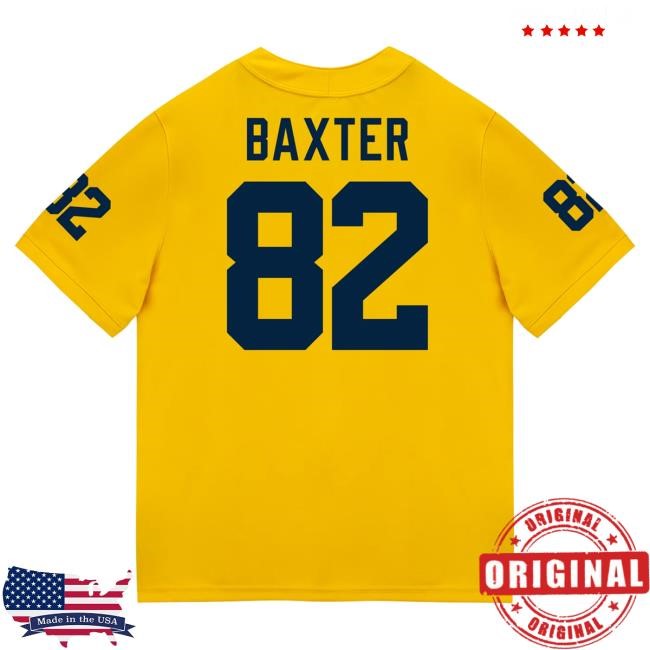 Official The M Den Michigan Wolverines #82 Devon Baxter Student Athlete Maize Football Jersey T Shirt