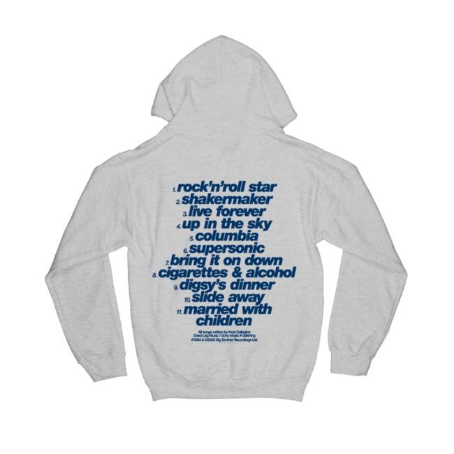 Oasis Merch Logo Tracklist Grey Zip Up Hooded Sweatshirt Oasis Shop