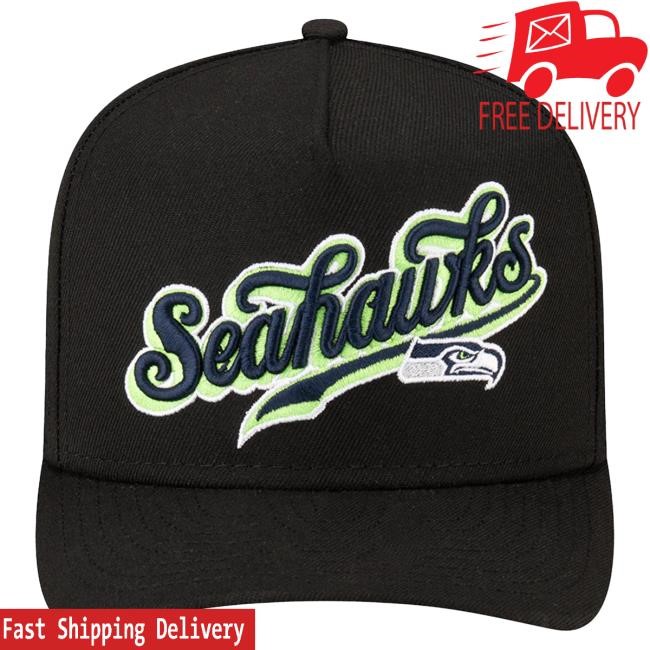 Official Born X Raised + Seahawks Pro Script A-Frame Snapback Hat: Black NFL 2025 Kickoff