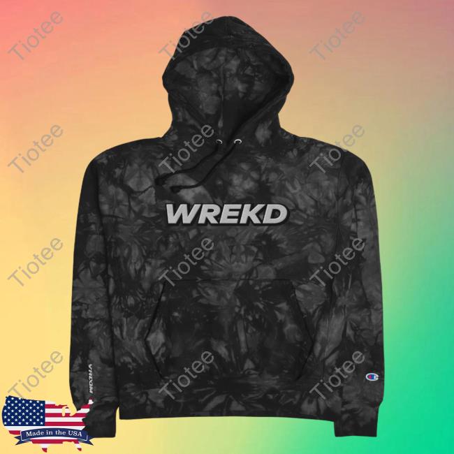 Official Wrekd X Vroom Unisex Champion Tie-Dye Hooded Sweatshirt Black