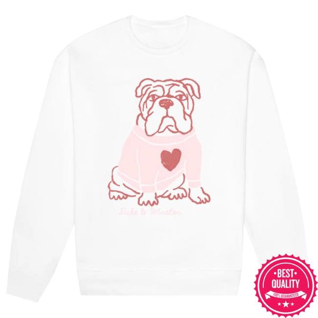 Bulldog Heart Sweatshirt (White) by Duke & Winston Clean Everyday Comfort