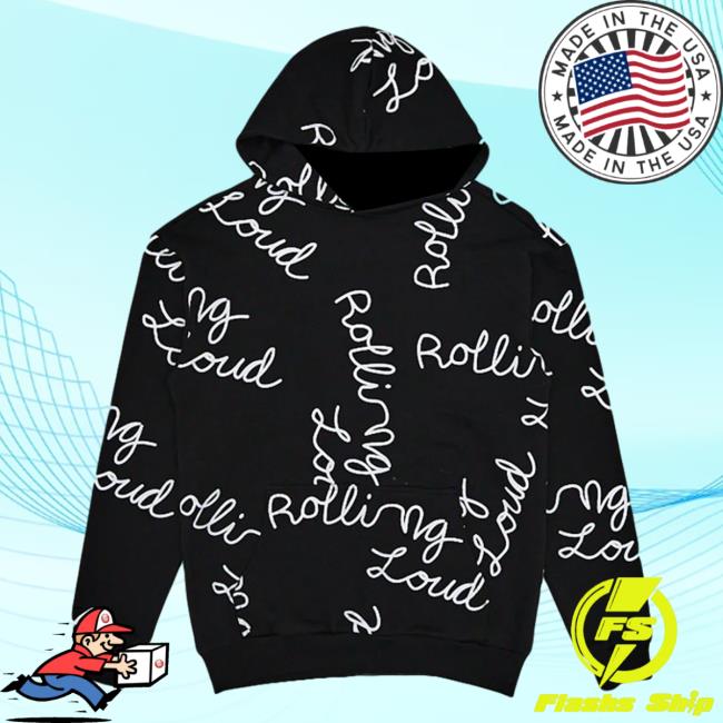 Official Rolling Loud Merch Store Rolling Loud Aop Script Pull Over Hoodie Black Rolling Loud Apparel Clothing Shop RollingLoud