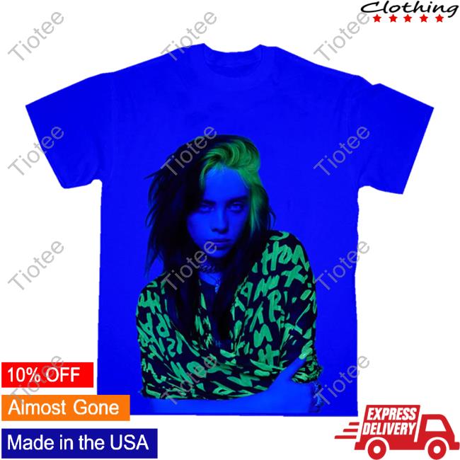 Official Billie Eilish Clothing Shop Store Blue Photo Shirt 2023 Billieeilish Merch