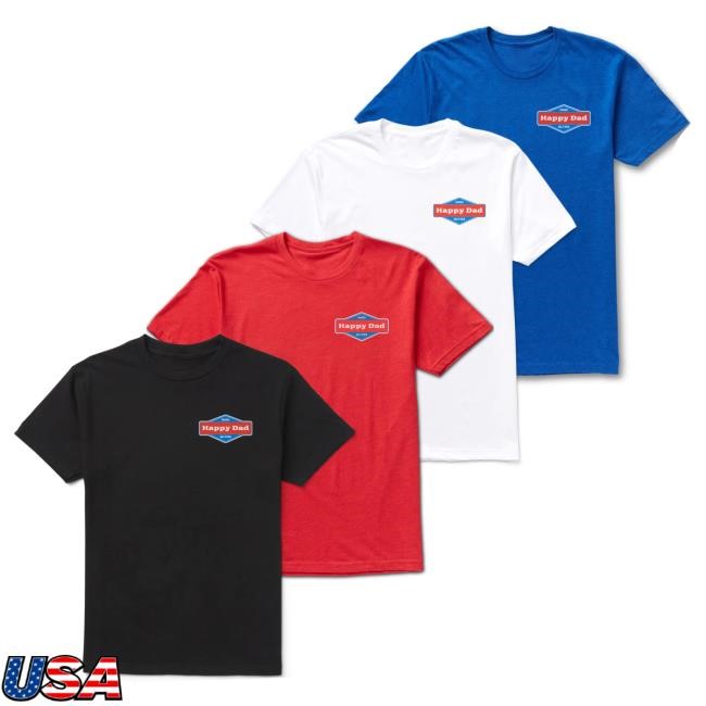 Official Happy Dad Merch Store Shop Happy Dad Happy Dad Front And Back Logo T Shirt (Black) HappyDad